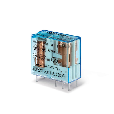 Finder PCB Mount Power Relay, 12V dc Coil, 10A Switching Current, DPDT