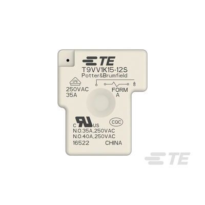 TE Connectivity PCB Mount Power Relay, 12V dc Coil, 40A Switching Current, SPST