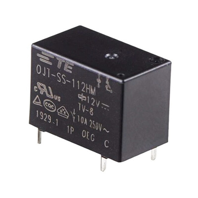 TE Connectivity PCB Mount Non-Latching Relay, 12V dc Coil, 10A Switching Current, SPST