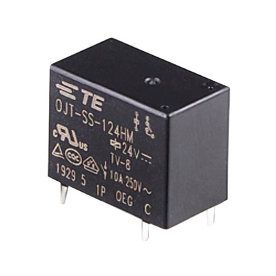 TE Connectivity PCB Mount Non-Latching Relay, 24V dc Coil, 10A Switching Current, SPST