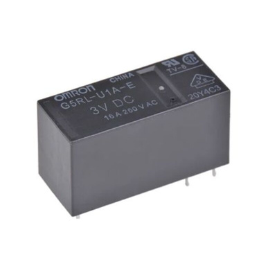 Omron PCB Mount Non-Latching Relay, 12V dc Coil, 16A Switching Current, SPST