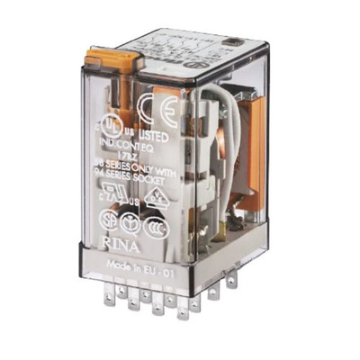 Finder Plug In Relay, 24V dc Coil, 7A Switching Current, 4PDT