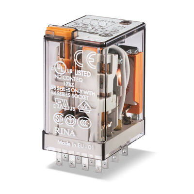 Finder Plug In Relay, 120V ac Coil, 7A Switching Current