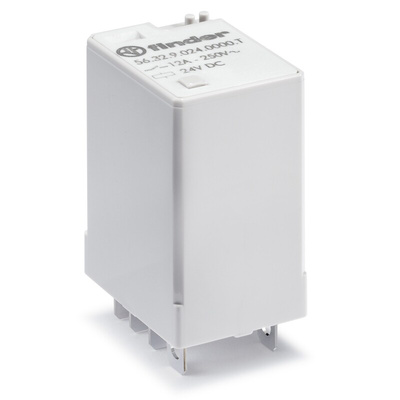 Finder Plug-In Mount Power Relay Module, 110V dc Coil, 12A Switching Current