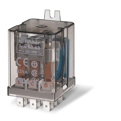 Finder Flange Mount Relay, 12V ac Coil, 10A Switching Current, 3PDT, 3PDT