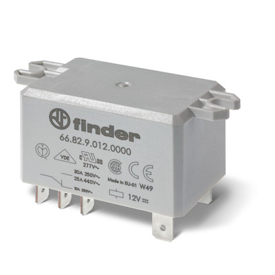 Finder Flange Mount Relay, 12V dc Coil, 30A Switching Current