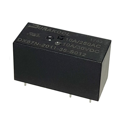 Durakool PCB Mount Power Relay, 12V dc Coil, 100mA Switching Current, SPDT-C/O