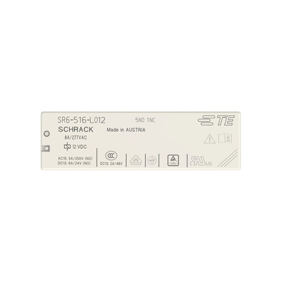 TE Connectivity PCB Mount Force Guided Relay, 12V dc Coil, 8A Switching Current, 5PDT