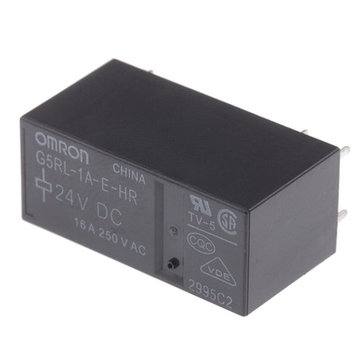 Omron PCB Mount Power Relay, 24V dc Coil, 16A Switching Current, SPST