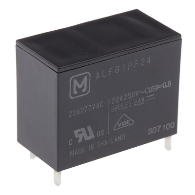 Panasonic PCB Mount Power Relay, 24V dc Coil, 22A Switching Current, SPST