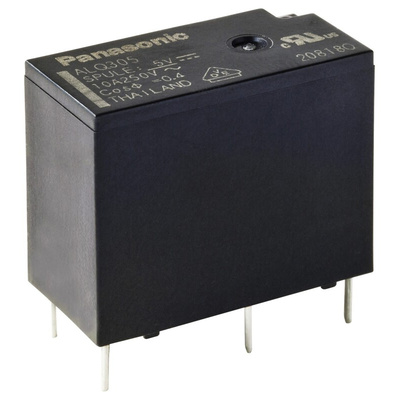 Panasonic PCB Mount Power Relay, 5V dc Coil, 10A Switching Current, SPST