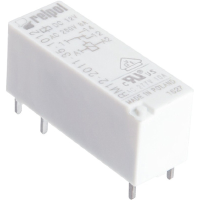 Relpol PCB Mount Power Relay, 12V dc Coil, 8A Switching Current, SPST