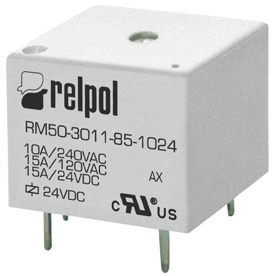 Relpol PCB Mount Power Relay, 3V dc Coil, 15A Switching Current, SPDT