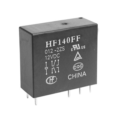 Hongfa Europe GMBH PCB Mount Power Relay, 5V dc Coil, 10A Switching Current, DPST