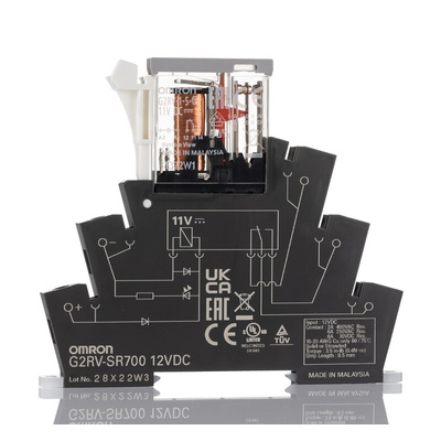 Omron DIN Rail Power Relay, 12V dc Coil, 6A Switching Current, SPDT