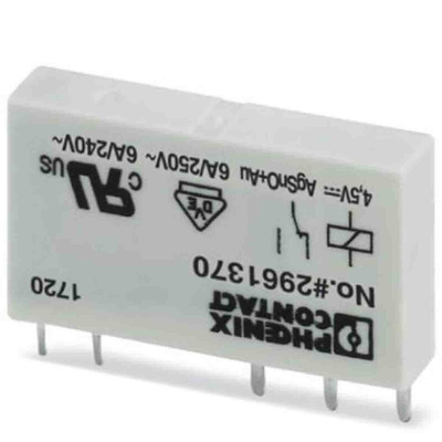 Phoenix Contact PCB Mount Power Relay, 4.5V dc Coil, 6A Switching Current, DPDT