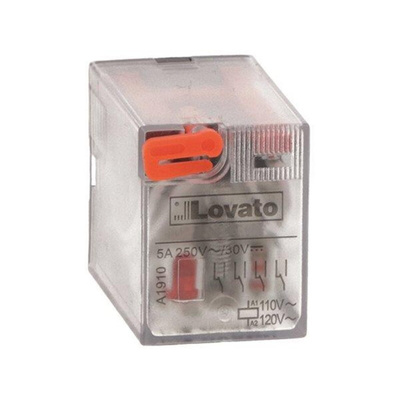 Lovato Plug In Non-Latching Relay, 110V ac Coil, 5A Switching Current, 4PDT