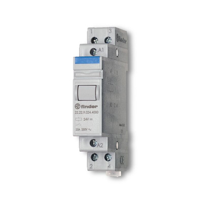 Finder DIN Rail Monostable Relay, 240V ac Coil, 20A Switching Current, DPST-2NO