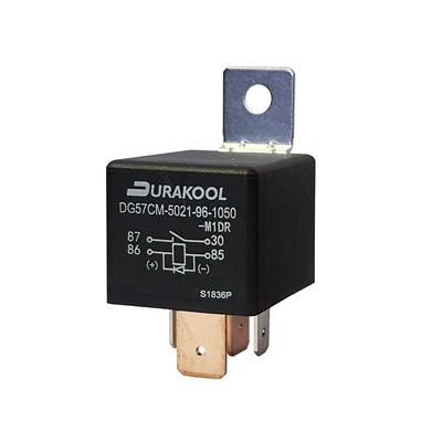 Durakool Plug In Power Relay, 12V dc Coil, 100mA Switching Current, SPST-NO