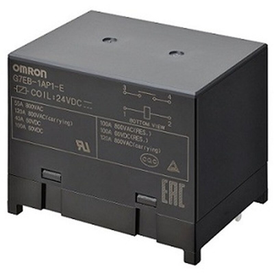 Omron PCB Mount Power Relay, 24V dc Coil, 100A Switching Current, SPST-NO