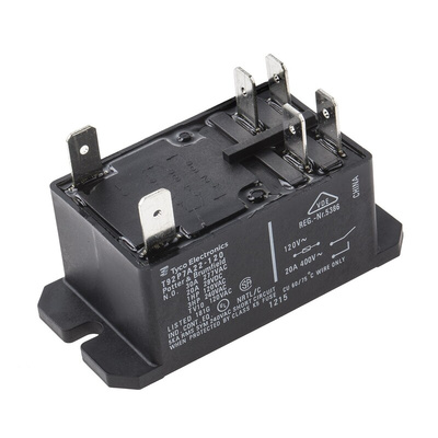 TE Connectivity Flange Mount Power Relay, 120V ac Coil, 30A Switching Current, DPST