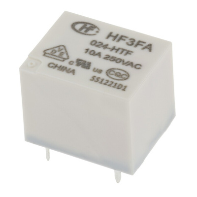 Hongfa Europe GMBH PCB Mount Power Relay, 24V dc Coil, 15A Switching Current, SPST