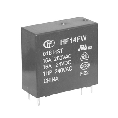 Hongfa Europe GMBH PCB Mount Power Relay, 24V dc Coil, 16A Switching Current, SPST