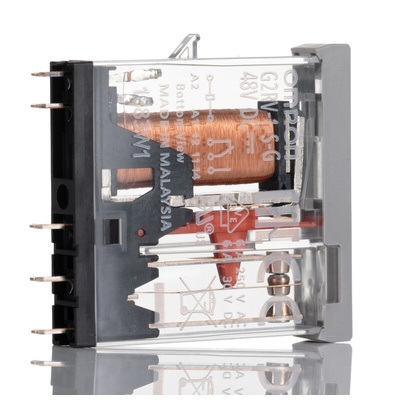 Omron DIN Rail Latching Power Relay, 48V dc Coil, 6A Switching Current, SPDT