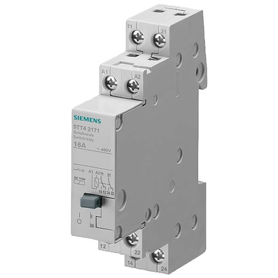 Siemens DIN Rail Power Relay, 24V dc Coil, 4A Switching Current, DPDT