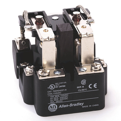Rockwell Automation Panel Mount Non-Latching Relay, 24V ac Coil, 40A Switching Current, DPST