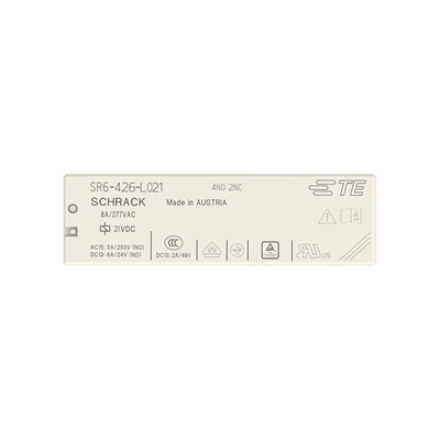 TE Connectivity PCB Mount Force Guided Relay, 21V dc Coil, 8A Switching Current, 4NO/2NC