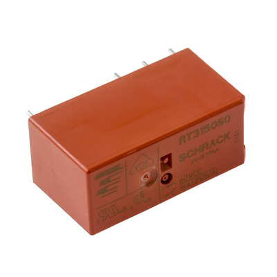 TE Connectivity PCB Mount Power Relay, 60V dc Coil, 16A Switching Current, SPDT