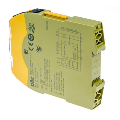 Pilz Dual-Channel Emergency Stop, Light Beam/Curtain, Safety Switch/Interlock Safety Relay, 24V dc, 2 Safety Contacts