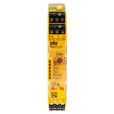 Pilz Dual-Channel Emergency Stop, Light Beam/Curtain, Safety Switch/Interlock Safety Relay, 24V dc, 2 Safety Contacts