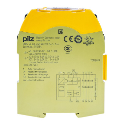Pilz Dual-Channel Emergency Stop, Light Beam/Curtain, Safety Switch/Interlock Safety Relay, 48 → 240V ac/dc, 3