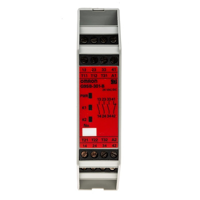 Omron Dual-Channel Emergency Stop Safety Relay, 24V ac/dc, 3 Safety Contacts