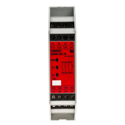 Omron Dual-Channel Emergency Stop Safety Relay, 24V ac/dc, 3 Safety Contacts