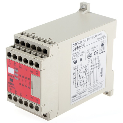 Omron Single/Dual-Channel Emergency Stop Safety Relay, 24V ac/dc, 3 Safety Contacts