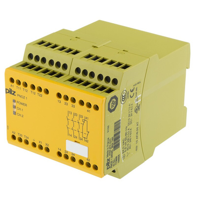 Pilz Dual-Channel Emergency Stop Safety Relay, 24V ac, 3 Safety Contacts