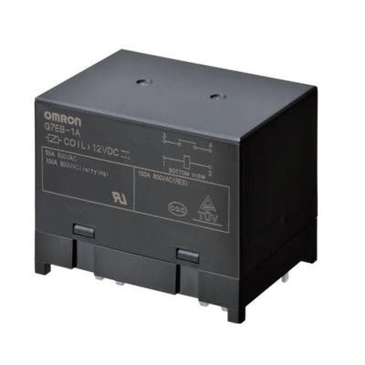 Omron PCB Mount Non-Latching Relay, 12V dc Coil, 100A Switching Current, SPST