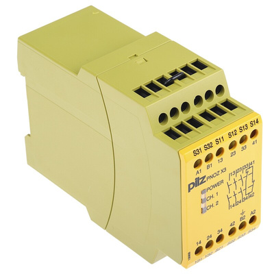 Pilz Dual-Channel Safety Switch/Interlock Safety Relay, 24 V dc, 110V ac, 3 Safety Contacts