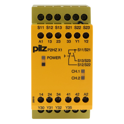 Pilz Single/Dual-Channel Two Hand Control Safety Relay, 24V dc, 3 Safety Contacts