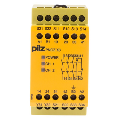 Pilz Dual-Channel Safety Switch/Interlock Safety Relay, 24V ac/dc, 3 Safety Contacts