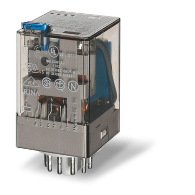 Finder Plug-In Mount Relay, 125V dc Coil, 6A Switching Current, 3PDT, 3PDT