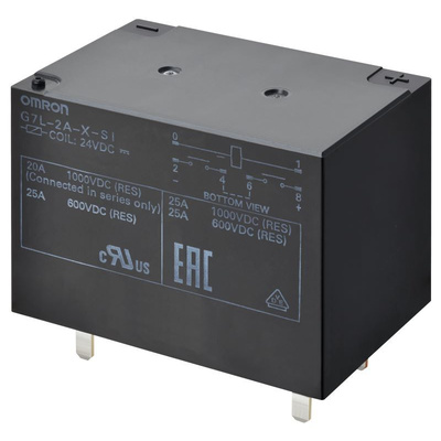 Omron PCB Mount Power Relay, 12V dc Coil, 30A Switching Current, DPST-NO