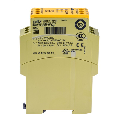 Pilz Single/Dual-Channel Safety Switch/Interlock Safety Relay, 24V ac/dc, 2 Safety Contacts