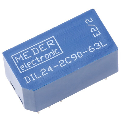 Meder PCB Mount Reed Relay, 24V dc Coil, DPDT, 175V dc Max, 0.5 A Max, 2000Ω
