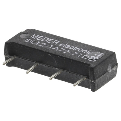 Meder PCB Mount Reed Relay, 12V dc Coil, SPST, 200V dc Max, 1 A Max, 1000Ω