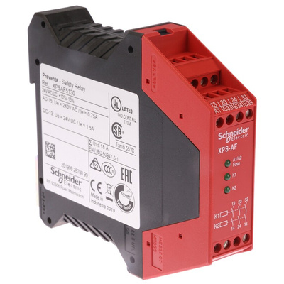 Schneider Electric Single/Dual-Channel Safety Switch/Interlock Safety Relay, 24V ac/dc, 3 Safety Contacts