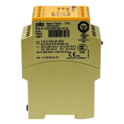Pilz Dual-Channel Safety Switch/Interlock Safety Relay, 24 V dc, 115V ac, 3 Safety Contacts